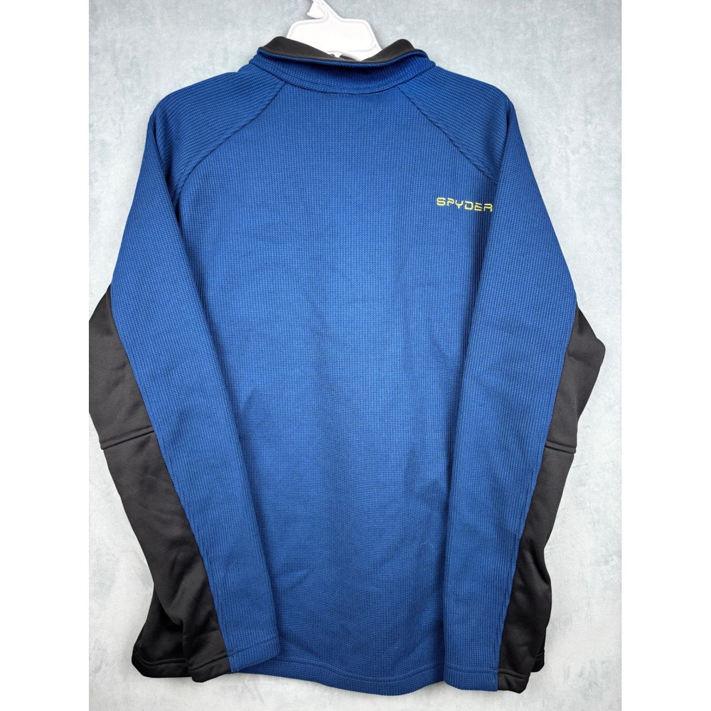 Spyder Mens Blue Waffle Knit Quarter Zip Pullover Fleece Lined Jacket Large - Picture 2 of 11